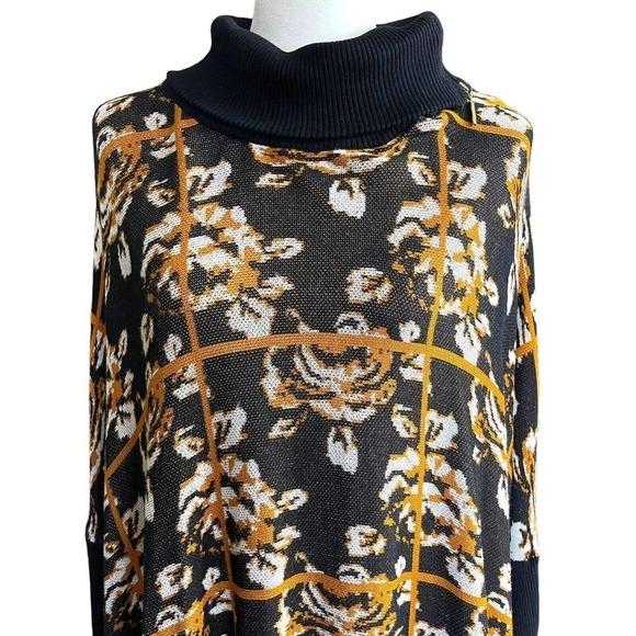 Joseph A. Women's Black Multi Floral Turtleneck Sweater Size M NWT Rtl $78 - Picture 2 of 15